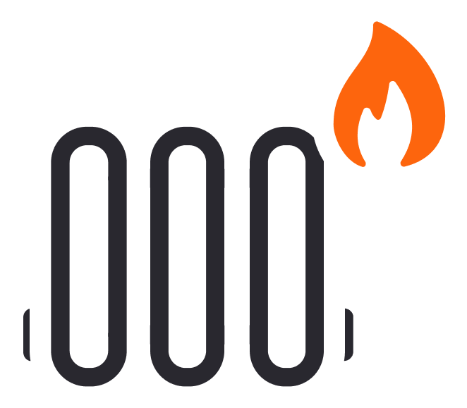 Radiator and heating flame sticker
